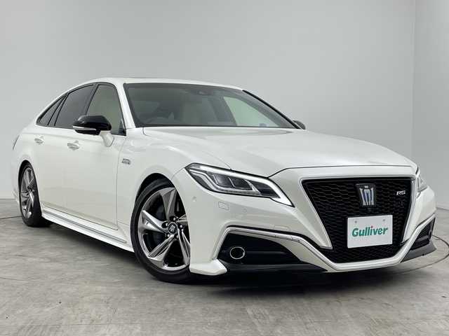 トヨタ クラウン ハイブリッド RS アドバンス 三重県 2018(平30)年 2.8万km ホワイトパールクリスタルシャイン 純正ナビ/フルセグ/全方位カメラ/サンルーフ/追従式クルーズコントロール/衝突軽減ブレーキ/レーンキープアシスト/ブラインドスポットモニター/コーナーセンサー/オートハイビーム/パーキングアシスト/パワーシート/シートメモリ/シートヒーター/シートベンチレーション/ハンドルヒーター/パドルシフト/社外ダウンサス/社外マフラー