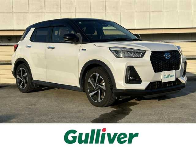 ダイハツ ロッキー プレミアム G HEV 静岡県 2022(令4)年 5.4万km ブラックマイカメタリック/シャイニングホワイトパール 社外9インチナビ/フルセグ/ビルトインETC/CD/DVD/BT/バックカメラ/ハーフレザーシート/シートヒーターD/N席/電動パーキング/追従式クルコン/LEDヘッドライト/フォグ/USBポート/純正AW/マット/バイザー/スマートアシスト/コーナーセンサー/プッシュスタート