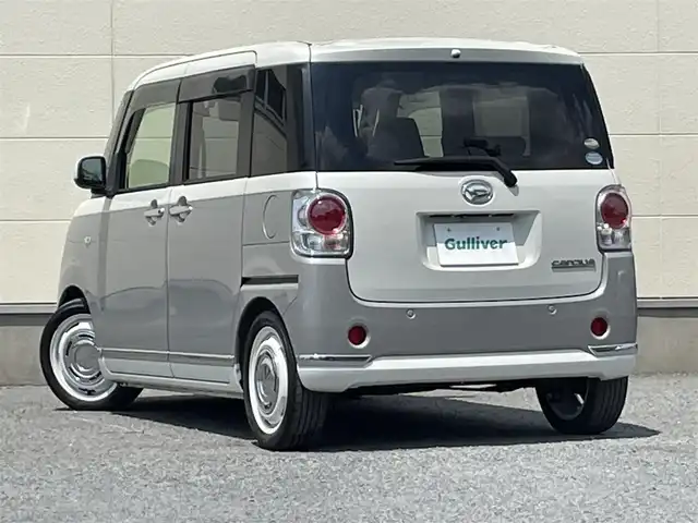 ダイハツ ムーヴ キャンバス X LTD メイクアップ SA Ⅲ 茨城県 2018(平30)年 4.7万km パールホワイトⅢ/スムースグレーマイカメタリック 2トーン スマートアシスト３/全方位カメラ/両側パワースライドドア/スマートキー/プッシュスタート/アイドリングストップ/前方ドライブレコーダー/オートライト/オートマチックハイビーム/レーンキープアシスト/前後コーナーセンサー/ストラーダナビ/純正フロアマット/フルセグTV/Wエアバック/ベンチシート