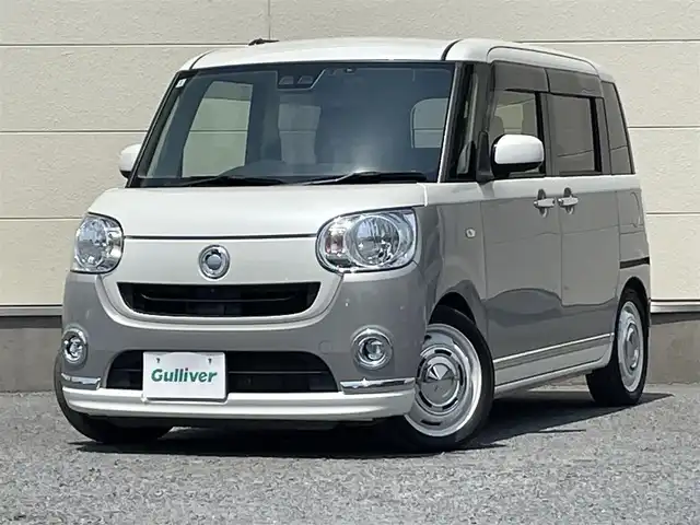 ダイハツ ムーヴ キャンバス X LTD メイクアップ SA Ⅲ 茨城県 2018(平30)年 4.7万km パールホワイトⅢ/スムースグレーマイカメタリック 2トーン スマートアシスト３/全方位カメラ/両側パワースライドドア/スマートキー/プッシュスタート/アイドリングストップ/前方ドライブレコーダー/オートライト/オートマチックハイビーム/レーンキープアシスト/前後コーナーセンサー/ストラーダナビ/純正フロアマット/フルセグTV/Wエアバック/ベンチシート