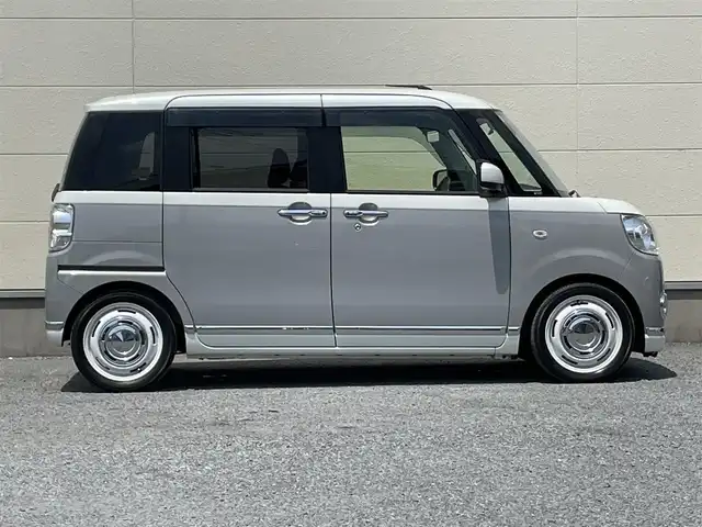 ダイハツ ムーヴ キャンバス X LTD メイクアップ SA Ⅲ 茨城県 2018(平30)年 4.7万km パールホワイトⅢ/スムースグレーマイカメタリック 2トーン スマートアシスト３/全方位カメラ/両側パワースライドドア/スマートキー/プッシュスタート/アイドリングストップ/前方ドライブレコーダー/オートライト/オートマチックハイビーム/レーンキープアシスト/前後コーナーセンサー/ストラーダナビ/純正フロアマット/フルセグTV/Wエアバック/ベンチシート