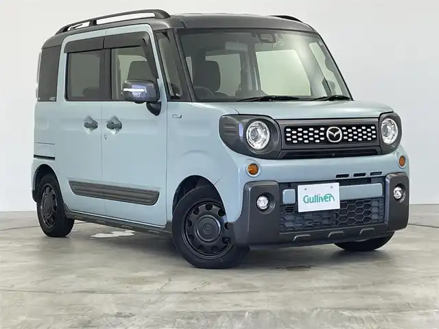 マツダ フレアワゴンタフスタイル ハイブリッドXT 群馬県 2019(令1)年 9.2万km 青 社外7インチナビ/全方位モニター/両側パワースライドドア/ハイビームアシスト/シートヒーター/ステアリングリモコン/コーナーセンサー/ETC/ドライブレコーダー/スマートキー/禁煙車