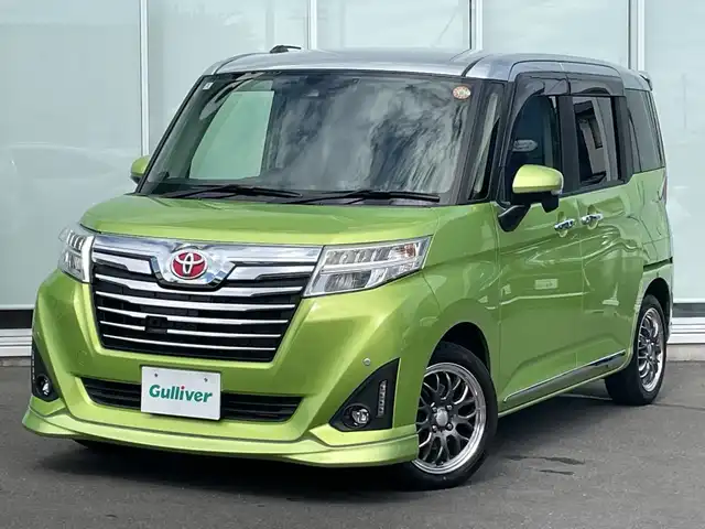 トヨタ ルーミー カスタムG－T 神奈川県 2018(平30)年 4.4万km フレッシュグリーンメタリック/シルバー2トーン 社外８型ナビ（MDV-S810L）/フルセグ/Bluetooth/CD/DVD/USB/HDMI/両側パワースライドドア　/クルーズコントロール　/バックカメラ　/シートヒーター　/コーナーセンサー　/ビルドインETC　/ドライブレコーダー　/LEDヘッドライト　/フォグライト　/オートライト/スマートキー/プッシュスタート/純正フロアマット/社外アルミホイール/ABS/横滑り防止装置/盗難防止装置/レーンキープアシスト/取扱説明書/保証書