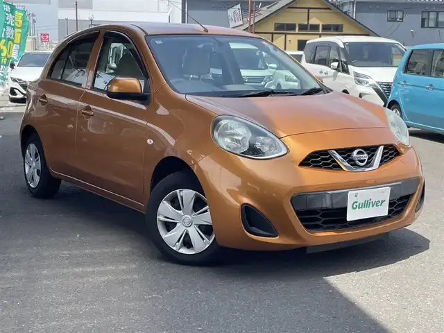 日産 マーチ 12X 宮城県 2014(平26)年 2.1万km サンライトオレンジ 登録時走行距離20761km/純正ナビ/フルセグテレビ/アイドリングストップ/ドアバイザー/純正フロアマット/プッシュスタート/スマートキー/ETC