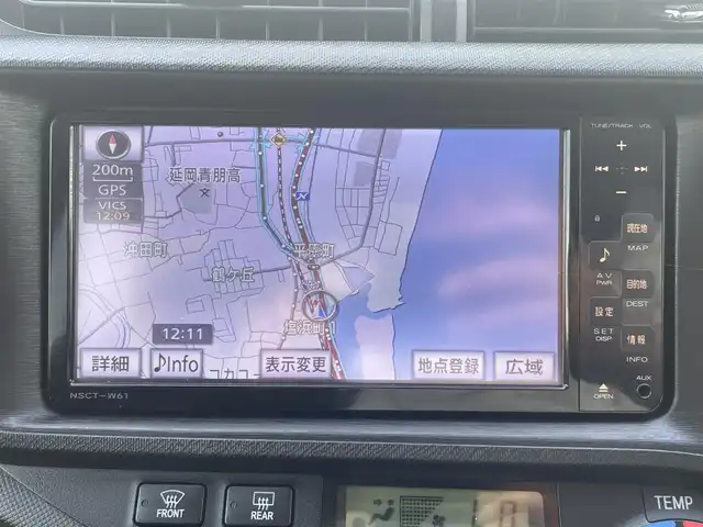 トヨタ アクア G 宮崎県 2012(平24)年 5.2万km ライムホワイトパールクリスタルシャイン 純正ナビゲーション（NSCT-W61）/AM FM CD DVD AUX/バックカメラ/ETC車載器/モデリスタエアロ/ウィンカーミラー/ステアリングスイッチ/スマートキー/プッシュスタート