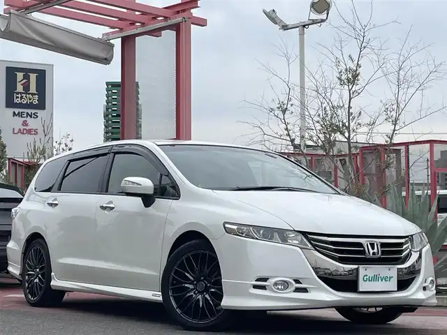 ホンダ オデッセイ MX エアロパッケージ 香川県 2013(平25)年 3.8万km ホワイトオーキッドパール メーカーHDDナビ/フルセグ/CD/DVD/BT/バックカメラ/社外18インチアルミ/スマートキー/キセノンヘッドライト/ETC