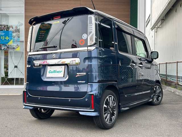 スズキ スペーシア カスタム HYBRID XS ターボ 静岡県 2023(令5)年 1.2万km インディゴブルーメタリック/ブラック ８インチナビ　フルセグＴＶ　ＤＶＤ再生　Ｂｌｕｅｔｏｏｔｈ　ＵＳＢ接続　全方位カメラ　連動前後ドライブレコーダー　ワンタッチ両側パワースライドドア　サーキュレーター　後席専用テーブル　後席両側ロールサンシェード　ＬＥＤライト　レーダークルーズ　ＬＫＡ　ＨＵＤ