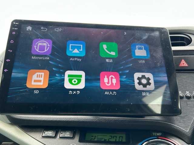 トヨタ アクア S 千葉県 2012(平24)年 7.1万km シルバーM 社外ディスプレイオーディオ/Bluetooth/Apple Carplay/ETC/バックカメラ/1列目シートヒーター/横滑り防止装置/盗難防止装置/Wエアバック/オートライト/ウィンカーミラー/ステアリングスイッチ/プッシュスタート/スマートキー/スペアキー１本/社外アルミホイール/純正フロアマット/保証書/取扱説明書