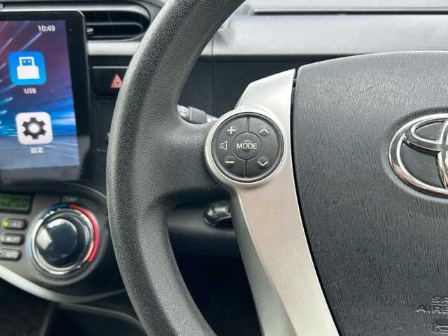 トヨタ アクア S 千葉県 2012(平24)年 7.1万km シルバーM 社外ディスプレイオーディオ/Bluetooth/Apple Carplay/ETC/バックカメラ/1列目シートヒーター/横滑り防止装置/盗難防止装置/Wエアバック/オートライト/ウィンカーミラー/ステアリングスイッチ/プッシュスタート/スマートキー/スペアキー１本/社外アルミホイール/純正フロアマット/保証書/取扱説明書