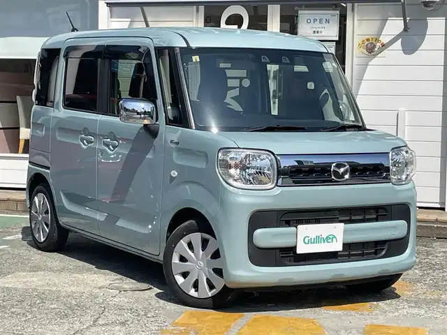 マツダ フレアワゴン ハイブリッド XS 栃木県 2020(令2)年 2.3万km オフブルーM ワンオーナー/社外メモリナビ/　（ワンセグTV・CD・USB）/両側パワースライドドア/衝突被害軽減ブレーキ/運転席シートヒーター/リアコーナーセンサー/リアサンシェイド/ETC/スマートキー×2/保証書/取扱説明書