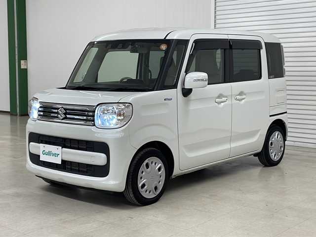 スズキ スペーシア HYBRID X 熊本県 2022(令4)年 2.4万km ピュアホワイトP 社外メモリナビ（ＣＤ/ＤＶＤ/ＢＴ/フルセグ/ラジオ）/バックカメラ/前後ドライブレコーダー/ＥＴＣ/両側パワースライドドア/後方コーナーセンサー/レーダークルーズコントロール/Ｄ席シートヒーター/レーンキープアシスト/衝突軽減システム/横滑り防止装置/リアサーキュレーター/サンシェード/純正フロアマット/ドアバイザー/オートライト/スマートキー/プッシュスタート