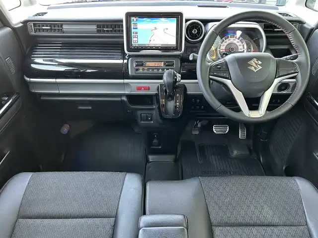 スズキ スペーシア カスタム HYBRID XS 島根県 2018(平30)年 8.6万km ブルーイッシュブラックパール3 レーダーブレーキサポート/8インチナビ/CD/DVD/DTV/Bluetooth/USB/全方位カメラ/両側パワースライドドア /後席モニター/ハーフレザー調シート/シートヒーター /コーナーセンサー /ドライブレコーダー/ETC/ステアリングスイッチ/スマートキー/プッシュスタート /電動格納ミラー/HUD