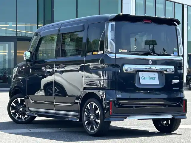 スズキ スペーシア カスタム HYBRID XS 島根県 2018(平30)年 8.6万km ブルーイッシュブラックパール3 レーダーブレーキサポート/8インチナビ/CD/DVD/DTV/Bluetooth/USB/全方位カメラ/両側パワースライドドア /後席モニター/ハーフレザー調シート/シートヒーター /コーナーセンサー /ドライブレコーダー/ETC/ステアリングスイッチ/スマートキー/プッシュスタート /電動格納ミラー/HUD