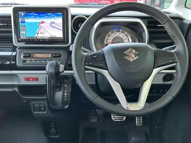 スズキ スペーシア カスタム HYBRID XS 島根県 2018(平30)年 8.6万km ブルーイッシュブラックパール3 レーダーブレーキサポート/8インチナビ/CD/DVD/DTV/Bluetooth/USB/全方位カメラ/両側パワースライドドア /後席モニター/ハーフレザー調シート/シートヒーター /コーナーセンサー /ドライブレコーダー/ETC/ステアリングスイッチ/スマートキー/プッシュスタート /電動格納ミラー/HUD