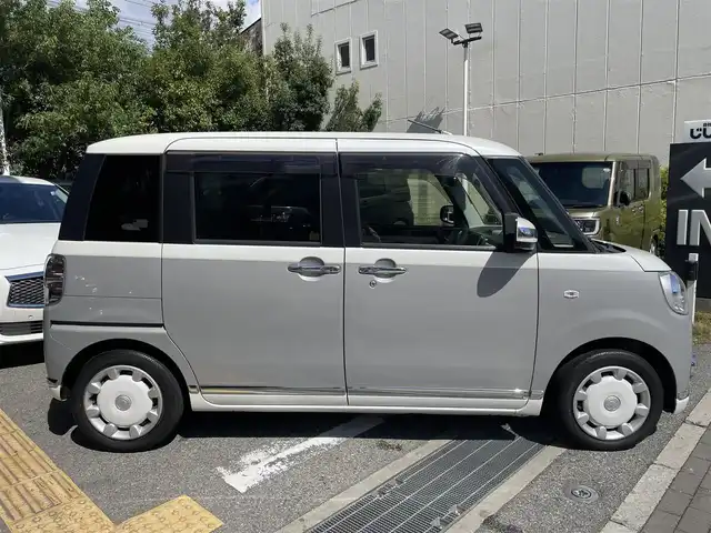 ダイハツ ムーヴ キャンバス G メイクアップ リミテッド　SAⅢ 兵庫県 2020(令2)年 10.7万km パールホワイトⅢ/スムースグレーマイカメタリック 2トーン (株)IDOMが運営する【じしゃロン西宮店】の自社ローン専用車両になります。こちらは現金またはオートローンご利用時の価格です。自社ローンご希望の方は別途その旨お申付け下さい/＊ETC/＊バックカメラ/＊全周囲カメラ/＊フルセグ/＊ドラレコあり/＊USBあり/＊両側パワスラ/＊横滑り防止装置/＊オートライト/＊コーナーセンサー/＊衝突被害軽減システム