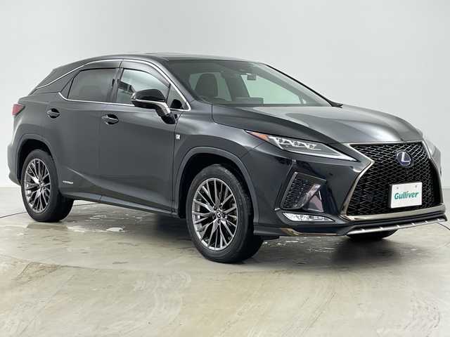 レクサス ＲＸ 450h 道央・札幌 2021(令3)年 5.6万km グラファイトブラックガラスフレーク ・4WD/・サンルーフ/・純正ナビ/・BT&CD&DVD&Miracast&フルセグTV/・AppleCarPlay&AndroidAuto/・全方位カメラ/・パワーバックドア/・レクサスセーフティーシステム/・オートクルーズコントロール/・ブラインドスポットモニター/・パドルシフト/・レザーシート/・前席パワーシート/・前席シートヒーター&ベンチレーション/・ステアリングヒーター/・ステアリングスイッチ/・ミラーヒーター/・ビルトインETC2.0/・AC100V/・社外ドラレコ前後/・3眼LEDヘッドライト/・オートライト/・オートマチックハイビーム/・LEDフォグライト/・TVキャンセラー/・スマートキー（カードキー）/・スペアキー/・保証書/・取扱説明書