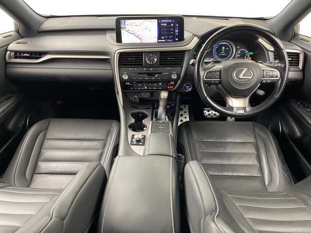 レクサス ＲＸ 450h 道央・札幌 2021(令3)年 5.6万km グラファイトブラックガラスフレーク ・4WD/・サンルーフ/・純正ナビ/・BT&CD&DVD&Miracast&フルセグTV/・AppleCarPlay&AndroidAuto/・全方位カメラ/・パワーバックドア/・レクサスセーフティーシステム/・オートクルーズコントロール/・ブラインドスポットモニター/・パドルシフト/・レザーシート/・前席パワーシート/・前席シートヒーター&ベンチレーション/・ステアリングヒーター/・ステアリングスイッチ/・ミラーヒーター/・ビルトインETC2.0/・AC100V/・社外ドラレコ前後/・3眼LEDヘッドライト/・オートライト/・オートマチックハイビーム/・LEDフォグライト/・TVキャンセラー/・スマートキー（カードキー）/・スペアキー/・保証書/・取扱説明書