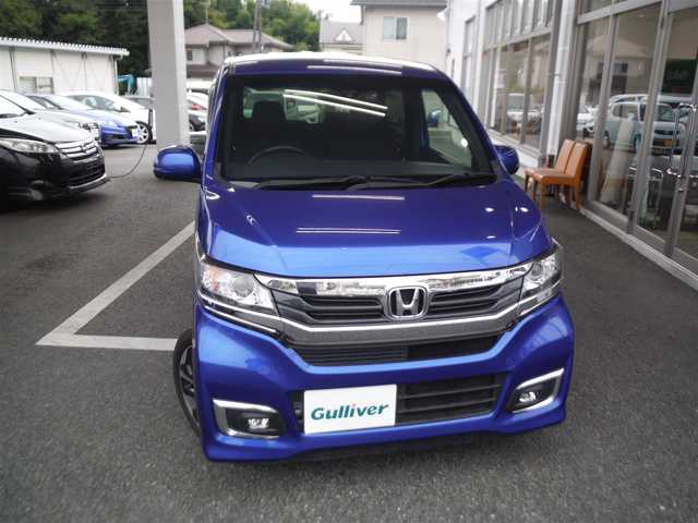 ホンダ Ｎ ＷＧＮ カスタムGターボSSパッケージⅡ 東京都 2018(平30)年 1.4万km 青 ワンオーナー車/保証書・取説あり/社外ナビ・TVフルセグ/　DVD・バックカメラ/　ドライブレコーダー/　純正ビルトインETC/あんしんパッケージ/　クルーズコントロール/パドルシフト/ハーフレザーシート/　前席シートヒーター/キセノンライト/　LEDフォグ/オートリトラミラー/スマートキー×2個/ホンダ純正15インチAW/　スタッドレス付き車内