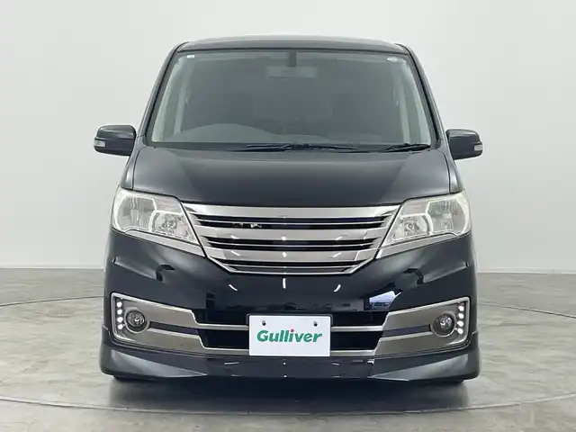 日産 セレナ ライダー Bライン Sハイブリッド 群馬県 2013(平25)年 9万km スーパーブラック 社外ナビ　社外１０．１型後席モニター　バックカメラ　クルーズコントロール　両側パワースライドドア　ＨＩＤヘッドライト　オートライト　社外アルミホイール１６インチ　車高調　ＥＴＣ　アイドリングストップ