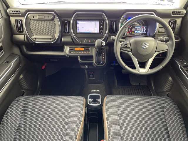 スズキ ハスラー Jスタイル 岐阜県 2022(令4)年 1.5万km ブルーイッシュブラックパール デュアルカメラブレーキサポート/Panasonic7インチナビ/（CD/DVD/Bluetooth/フルセグ/SD）/全方位カメラ/前席シートヒーター/前方ドライブレコーダー/ETC/ステアリングスイッチ/オートLEDライト/電動格納ミラー/スマートキー/純正フロアマット