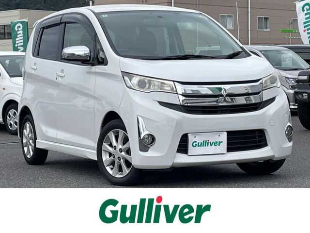 三菱 ｅＫカスタム G 広島県 2014(平26)年 3.9万km シルキーホワイト メモリナビ/フルセグテレビ/【Bluetooth/USB/CD/DVD/iPod】/全周囲カメラ/ドライブレコーダー/ETC/シートヒーター/アイドリングストップ/ウィンカーミラー/ドアバイザー/プッシュスタート/HIDヘッドライト/電動格納ミラー
