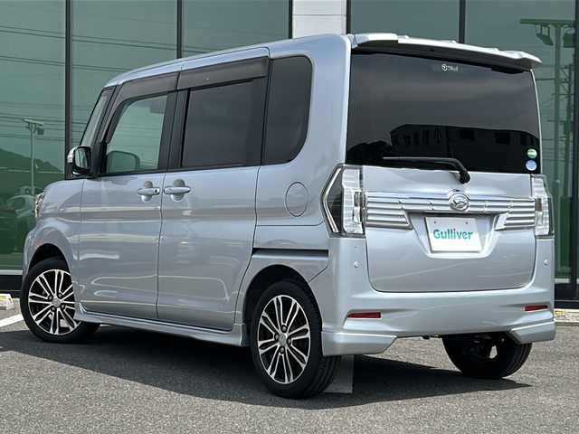 ダイハツ タント カスタム RS トップED SA Ⅲ 福岡県 2017(平29)年 6.6万km ブライトシルバーメタリック  スマアシIII /　・衝突回避支援ブレーキ機構　・衝突警報機能/　・誤発進抑制制御機能　・車線逸脱警報機能/　・先行車発進おしらせ機能　・オートハイビーム/純正メモリーナビ（NSZP-X68D)/フルセグTV/CD・DVD再生可能/USB/バックカメラ/スマートキー/ETC/両側パワースライドドア/LEDヘッドライト/フォグランプ/D席シートヒーター/社外ドライブレコーダー/社外レーダー/リアコーナーセンサー/ドアバイザー/フロアマット/社外本革調シートカバー/保証書