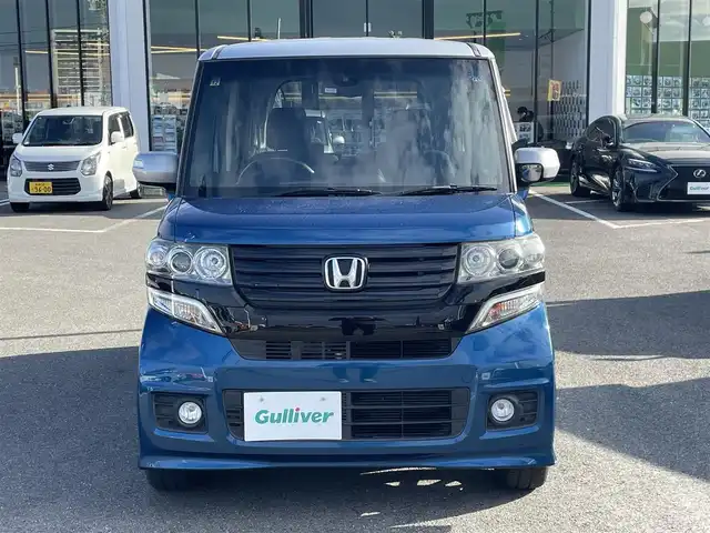 ホンダ Ｎ ＢＯＸ カスタム ターボ SSパッケージ 長崎県 2014(平26)年 8.4万km 青／シルバー 純正SDナビ/CD/DVD/BT/USB/フルセグTV/バックカメラ/両側パワースライドドア/ステアリングスイッチ/クルーズコントロール/パドルシフト/CTBA/LEDヘッドライト/オートライト