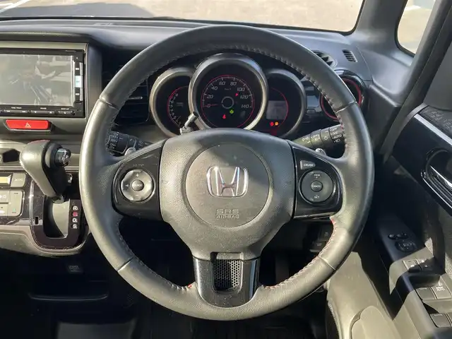 ホンダ Ｎ ＢＯＸ カスタム ターボ SSパッケージ 長崎県 2014(平26)年 8.4万km 青／シルバー 純正SDナビ/CD/DVD/BT/USB/フルセグTV/バックカメラ/両側パワースライドドア/ステアリングスイッチ/クルーズコントロール/パドルシフト/CTBA/LEDヘッドライト/オートライト