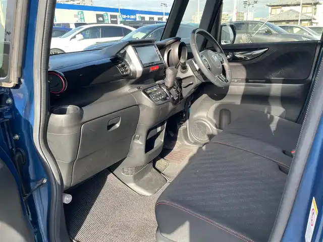 ホンダ Ｎ ＢＯＸ カスタム ターボ SSパッケージ 長崎県 2014(平26)年 8.4万km 青／シルバー 純正SDナビ/CD/DVD/BT/USB/フルセグTV/バックカメラ/両側パワースライドドア/ステアリングスイッチ/クルーズコントロール/パドルシフト/CTBA/LEDヘッドライト/オートライト