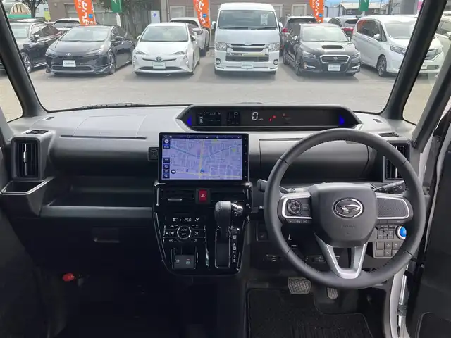 ダイハツ タント カスタム RS 鳥取県 2022(令4)年 1.2万km ブラックマイカメタリック/シャイニングホワイトパール スマートアシスト/純正10型ナビ【MMZN-Z72DS】/・フルセグ/Bluetooth/CD/DVD/全方位モニター/両側電動スライドドア/スマートキー/プッシュスタート/ビルトインETC/純正ドライブレコーダー/ハーフレザーシート/前席シートヒーター/純正AW/LEDヘッドライト/オートライト/W&サイドエアバック/カーテンエアバック/シートバックテーブル/ロールサンシェード