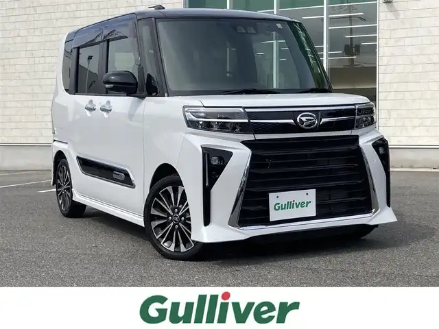 ダイハツ タント カスタム RS 鳥取県 2022(令4)年 1.2万km ブラックマイカメタリック/シャイニングホワイトパール スマートアシスト/純正10型ナビ【MMZN-Z72DS】/・フルセグ/Bluetooth/CD/DVD/全方位モニター/両側電動スライドドア/スマートキー/プッシュスタート/ビルトインETC/純正ドライブレコーダー/ハーフレザーシート/前席シートヒーター/純正AW/LEDヘッドライト/オートライト/W&サイドエアバック/カーテンエアバック/シートバックテーブル/ロールサンシェード