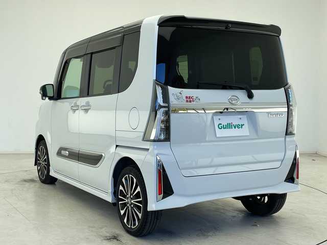 ダイハツ タント カスタム RS 千葉県 2022(令4)年 1.2万km ブラックマイカメタリック/シャイニングホワイトパール スマートアシスト/純正SDナビ/フルセグ/Bluetooth/CD/DVD/バックカメラ/全方位モニター/両側電動スライドドア/スマートキー/プッシュスタート/ビルトインETC/純正ドライブレコーダー/ハーフレザーシート/前席シートヒーター/純正AW/LEDヘッドライト/オートライト/W&サイドエアバック/カーテンエアバック/シートバックテーブル/ロールサンシェード
