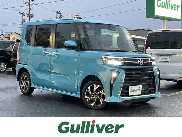 ダイハツ タント カスタム X 青森県 2023(令5)年 1万km ターコイズブルーマイカメタリック 4WD/前席シートヒーター/両側パワースライドドア/プッシュスタート/スマートキー×２/純正フロアマット/アイドリングストップ/衝突被害軽減システム