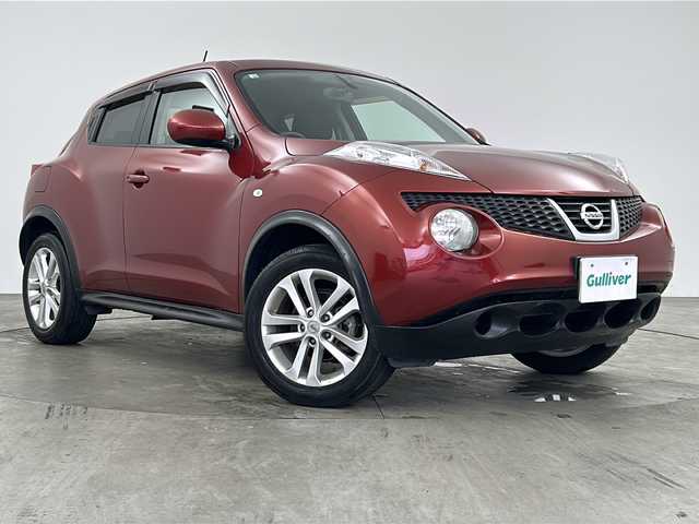 日産 ジューク 15RX 兵庫県 2010(平22)年 7.7万km ラディアントレッド ・純正ナビ&TVBT&CD&DVD&MSV/・ビルトインETC/・HIDオートライト/・純正17インチアルミホイール/・純正フロアマット/・ドアバイザー/・スマートキー/・プッシュスタート/・電動格納ミラー/・保証書/・取扱説明書