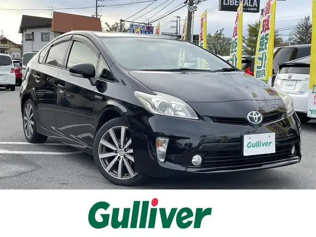 トヨタ プリウス S 長野県 2013(平25)年 6.8万km ブラック 純正ナビ(AM/FM/BT/TV/DVD)/プッシュスタート/フルセグテレビ/ナックカメラ/ETC/スペアキー/純正フロアマット/ABS/横滑り防止装置/オートライト