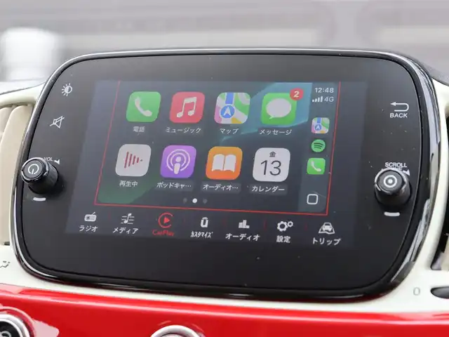 フィアット ５００ 1．2 ポップ 長野県 2019(令1)年 1.9万km 赤 純正Ｕｃｏｎｎｅｃｔタッチ式オーディオ/ＣａｒＰｌａｙ　/リモコンキー　/横滑り防止