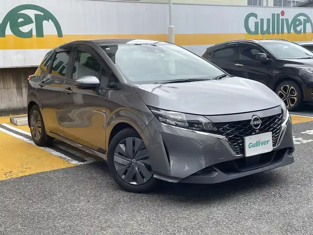 日産 ノート X 静岡県 2021(令3)年 1.6万km ダークメタルグレー ワンオーナー/純正ナビ/フルセグTV/CD/SD/BT/バックカメラ/エマージェンシーブレーキ/レーンキープアシスト/オートハイビーム/クリアランスソナー/前後ドライブレコーダー/ビルトインETC/ステアリングスイッチ/スマートキー×2/保証書/取扱説明書/ナビ取扱説明書/R6点検記録簿有