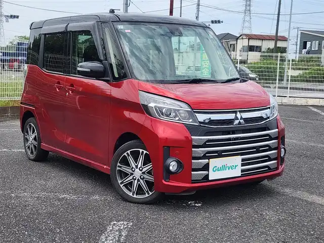 三菱 ｅＫスペース カスタムT セーフティプラスED 宮城県 2019(平31)年 6.3万km アメジストブラック/レッドM 純正ナビ(BT/CD/DVD)/フルセグTV/パワースライドドア(両側)/マルチアラウンドモニター/ビルトインETC/クルーズコントロール/フロント/リアソナー/e-アシスト/・低車速域衝突被害軽減ブレーキシステム/・踏み間違い衝突防止アシスト/・車線逸脱警報/・オートマチックハイビーム/IC付ターボ/LEDヘッドランプ/本革巻きステアリング/ハンドルカバー付/スエード調ニットシート/運転席シートヒーター/純正15インチアルミホイール/社外AWスタッドレス積込/キーレスオペレーションシステム/エンジンスイッチ/禁煙車