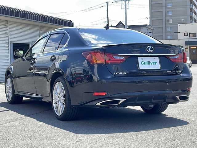 レクサス ＧＳ 350 バージョンL 道北・旭川 2013(平25)年 10.2万km スターライトブラックガラスフレーク ・４WD/・禁煙車/・純正ナビCD/DVD/BT/TV/USB/AUX/・黒革シート/・バックカメラ/・全席シートヒーター/・前席エアシート/・パワーシート/・前席シートメモリー/・パワーシート/・革巻きコンビステアリング/・モード切替ノーマル/エコ/スポーツ/スポーツ＋/・クルーズコントロール/・リアサンシェード/・ミラーヒーター/・リアドアサンシェード/・ドアミラーウインカー/・ヘッドライトウォッシャー/・フォグランプ/・LEDヘッドライト/・電格ミラー/・パドルシフト/・ステアリングスイッチ/・ビルトインETC/・オートエアコン/・スペアキー1個/・カードキー1枚