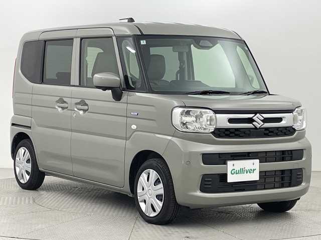 スズキ スペーシア HYBRID G 新潟県 2024(令6)年 0.6万km モスグレーメタリック 4WD/デュアルセンターブレーキサポート/メモリナビ/全周囲カメラ/フルセグ/USB/シートヒーター　D席/N席/ハイビームアシスト