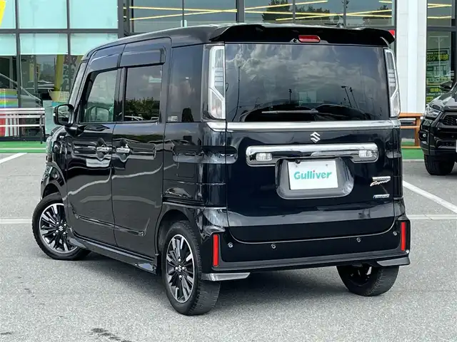 スズキ スペーシア カスタム HYBRID XS ターボ 奈良県 2020(令2)年 3.9万km ブルーイッシュブラックパール3 KENWOOD8インチナビ（MDV-S707L）/（フルセグ/BT/CD/DVD）/レーダークルーズコントロール/バックカメラ/パドルシフト/後方コーナーセンサー/衝突軽減システム/レーンキープアシスト/両側パワースライドドア/ハーフレザーシート/運転席シートヒーター/後席サンシェード/前後ドライブレコーダー（DRV-C750）/ETC/LEDヘッドライト/純正15インチAW/スペアキーX1