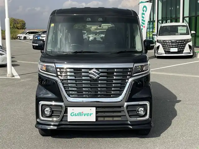 スズキ スペーシア カスタム HYBRID XS ターボ 奈良県 2020(令2)年 3.9万km ブルーイッシュブラックパール3 KENWOOD8インチナビ（MDV-S707L）/（フルセグ/BT/CD/DVD）/レーダークルーズコントロール/バックカメラ/パドルシフト/後方コーナーセンサー/衝突軽減システム/レーンキープアシスト/両側パワースライドドア/ハーフレザーシート/運転席シートヒーター/後席サンシェード/前後ドライブレコーダー（DRV-C750）/ETC/LEDヘッドライト/純正15インチAW/スペアキーX1