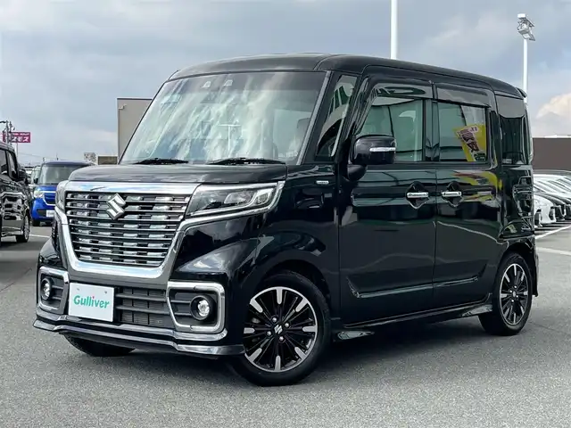 スズキ スペーシア カスタム HYBRID XS ターボ 奈良県 2020(令2)年 3.9万km ブルーイッシュブラックパール3 KENWOOD8インチナビ（MDV-S707L）/（フルセグ/BT/CD/DVD）/レーダークルーズコントロール/バックカメラ/パドルシフト/後方コーナーセンサー/衝突軽減システム/レーンキープアシスト/両側パワースライドドア/ハーフレザーシート/運転席シートヒーター/後席サンシェード/前後ドライブレコーダー（DRV-C750）/ETC/LEDヘッドライト/純正15インチAW/スペアキーX1