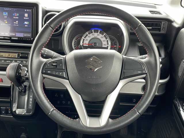 スズキ スペーシア カスタム HYBRID XS 福島県 2019(平31)年 7.6万km ピュアホワイトP ワンオーナー 4WD ナビ フルセグTV Bluetooth バックカメラ デュアルセンサーブレーキ 両側パワースライドドア シートヒーター LEDライト ETC 　ハーフレザーシート フォグランプ スマートキー