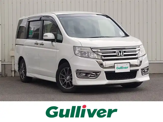 ホンダ ステップワゴン スパーダ Z クールスピリット 山形県 2012(平24)年 9.6万km ホワイトオーキッドパール アルパイン9.0インチ後席モニター (パッケージ-M900C)/純正ナビ/　　【CD DVD フルセグ】/バックカメラ/両側パワースライドドア/クルーズコントロール/HIDオートヘッドライト/ハーフレザーシート/16インチアルミホイール/アイドリングストップ/ステアリングスイッチ/パドルシフト/電動格納ウィンカーミラー/フォグランプ/スマートキー×2/ETC