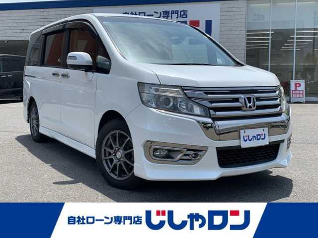 ホンダ ステップワゴン スパーダ Z クールスピリット 福井県 2012(平24)年 9.6万km ホワイトオーキッドパール (株)IDOMが運営する【じしゃロン福井店】の自社ローン専用車両になりますこちらは現金またはオートローンご利用時の価格です。自社ローンご希望の方は別途その旨お申付け下さい/アルパイン9.0インチ後席モニター (パッケージ-M900C)/純正ナビ/　　【CD DVD フルセグ】/バックカメラ/両側パワースライドドア/クルーズコントロール/HIDオートヘッドライト/ハーフレザーシート/16インチアルミホイール/アイドリングストップ/ステアリングスイッチ/パドルシフト/電動格納ウィンカーミラー/フォグランプ/スマートキー×2/ETC