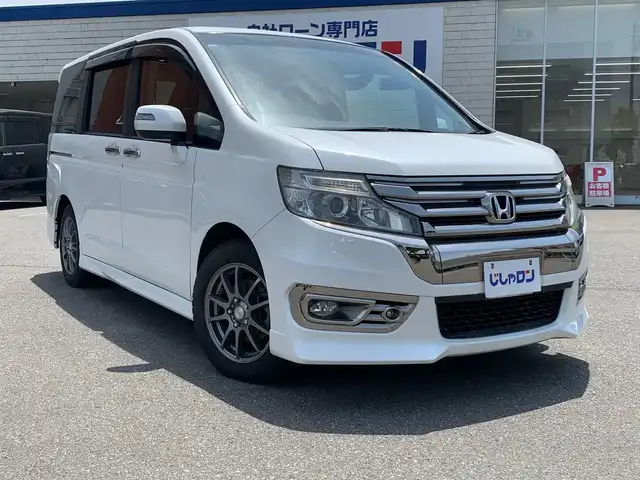 ホンダ ステップワゴン スパーダ Z クールスピリット 福井県 2012(平24)年 9.6万km ホワイトオーキッドパール (株)IDOMが運営する【じしゃロン福井店】の自社ローン専用車両になりますこちらは現金またはオートローンご利用時の価格です。自社ローンご希望の方は別途その旨お申付け下さい/アルパイン9.0インチ後席モニター (パッケージ-M900C)/純正ナビ/　　【CD DVD フルセグ】/バックカメラ/両側パワースライドドア/クルーズコントロール/HIDオートヘッドライト/ハーフレザーシート/16インチアルミホイール/アイドリングストップ/ステアリングスイッチ/パドルシフト/電動格納ウィンカーミラー/フォグランプ/スマートキー×2/ETC