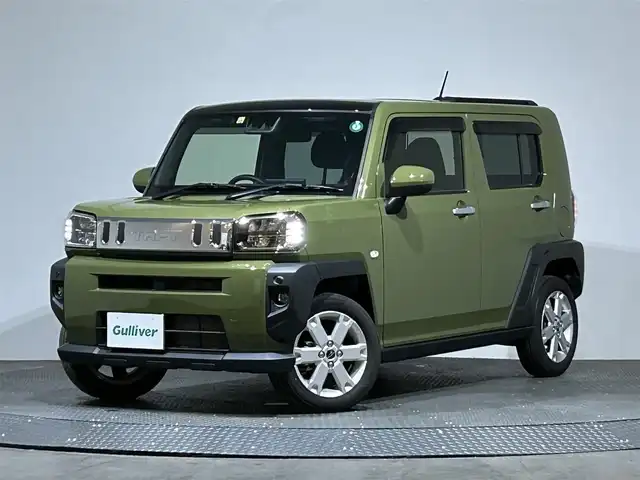 ダイハツ タフト G 愛媛県 2022(令4)年 1.1万km フォレストカーキメタリック ワンオーナー  純正ディスプレイオーディオ　フルセグ　HDMI Bluetooth AppleCarPlay　Androidauto　USB　スマートアシスト　ガラスルーフ　シートヒーター　ステアリングリモコン　革巻きステアリング　電子パーキング　プッシュスタート　スマートキー　保証書　取扱説明書