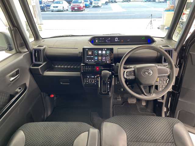 ダイハツ タント カスタム X 愛知県 2022(令4)年 2.7万km ブラックマイカメタリック 純正9型ディスプレイオーディオ　ナビ機能なし/両側パワースライドドア/シートヒーター/バックカメラ/コーナーセンサー/純正アルミホイール/LEDヘッドライト/オートマチックハイビーム/ドライブレコーダー/ETC/衝突軽減システム/フルセグ/Bluetooth/ステアリングスイッチ/スマートキー/プッシュスタート