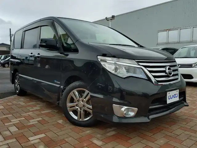 日産 セレナ HWS S HV Vセレ +Sefty Aセーフ 新潟県 2015(平27)年 10.7万km ダイヤモンドブラック (株)IDOMが運営する【じしゃロン新潟店】の自社ローン専用車両になります。/こちらは現金またはオートローンご利用時の価格です。自社ローンご希望の方は別途その旨お申付け下さい/純正SDナビ/FM/AM/CD/DVD/フルセグTV視聴可能/Bluetooth/AUX接続可能/全方位カメラ/ETC/純正フリップダウンモニター/プッシュスタート/両側パワースライドドア/エマージェンシーブレーキ/レーンキープアシスト/横滑り防止装置/電動格納ウィンカーミラー/前後コーナーセンサー/純正フロアマット/スマートキー/取扱説明書